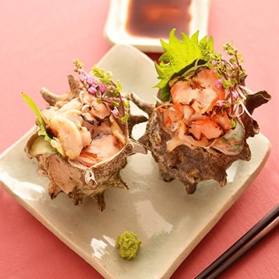 極冷釜サザエ　(サザエ刺身用スライス1p・昆布出汁炊きスライス1p・肝ペースト1p)【配送不可地域：離島】【1115535】