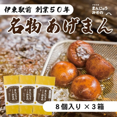 《創業50年》伊東駅前名物の揚げまんじゅう8個入×3【配送不可地域：離島】【1539920】