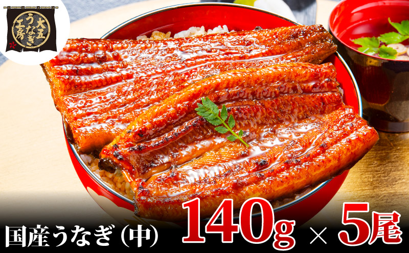 うなぎ蒲焼 140g×5尾(700g) うなぎ ウナギ 鰻 蒲焼 蒲焼き冷凍 国産 大五 大五通商 静岡 島田市