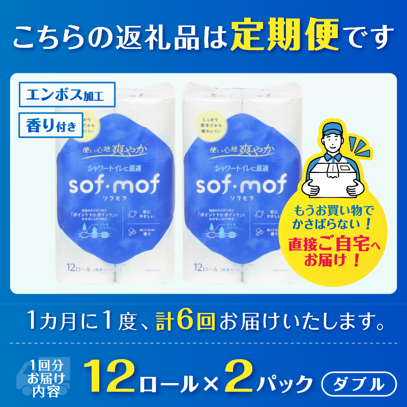 定期便【全6回毎月発送】ソフモフ トイレットペーパー せっけんの香り12ロール2パック [sf002-507]
