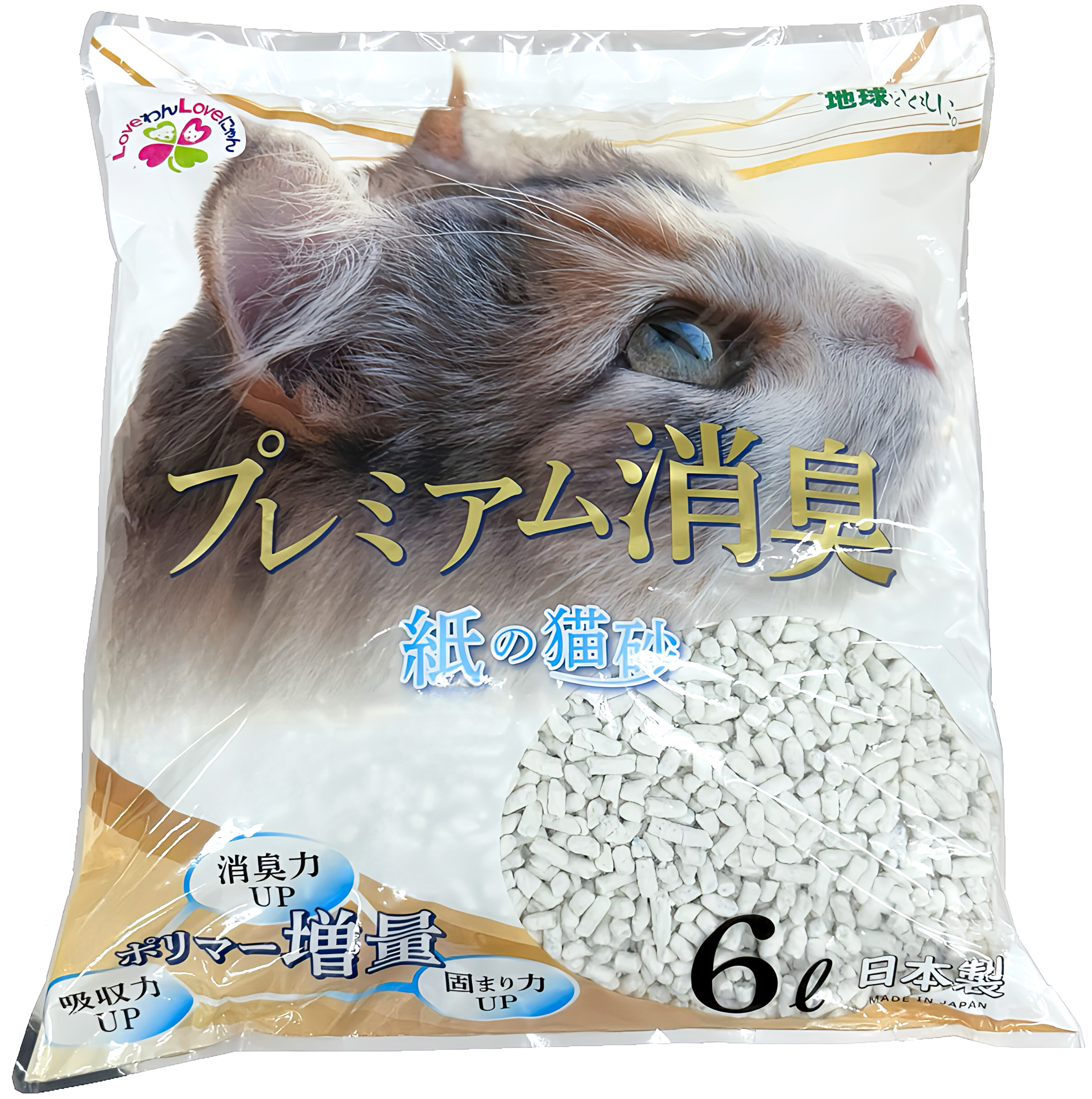 プレミアム消臭 紙の猫砂 6L【8袋入】 [sf024-029]