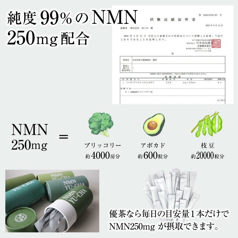 富士の極み優茶”にNMNを配合した新しい緑茶 NMNを250mg配合 1ヶ月分30本入(2026)