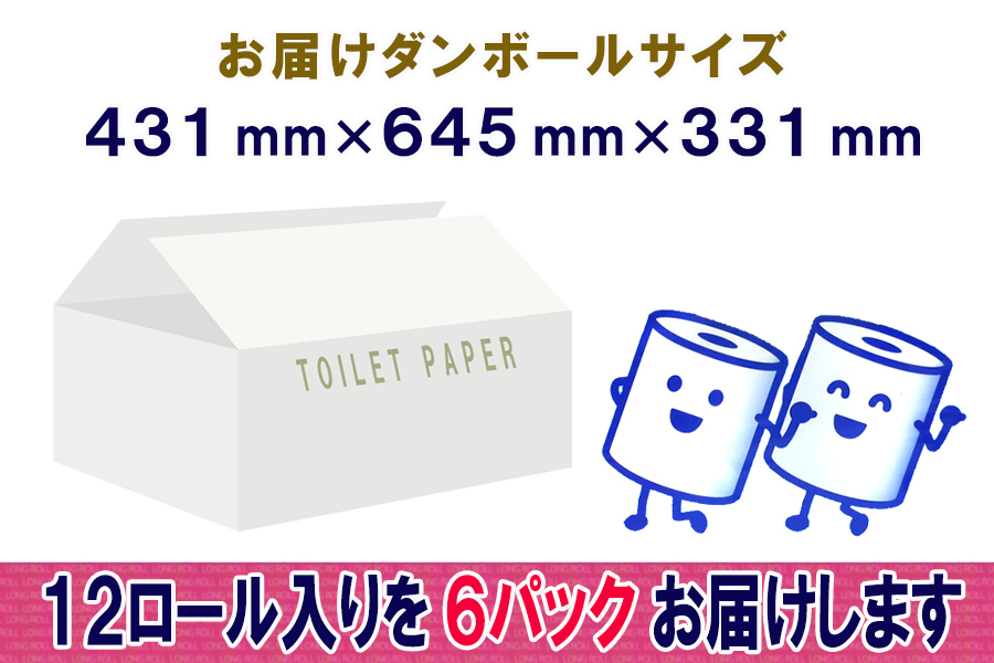 トイレットペーパー ダブル 12個 6パック 長巻きロール 日用品 消耗品 備蓄 [sf077-050]