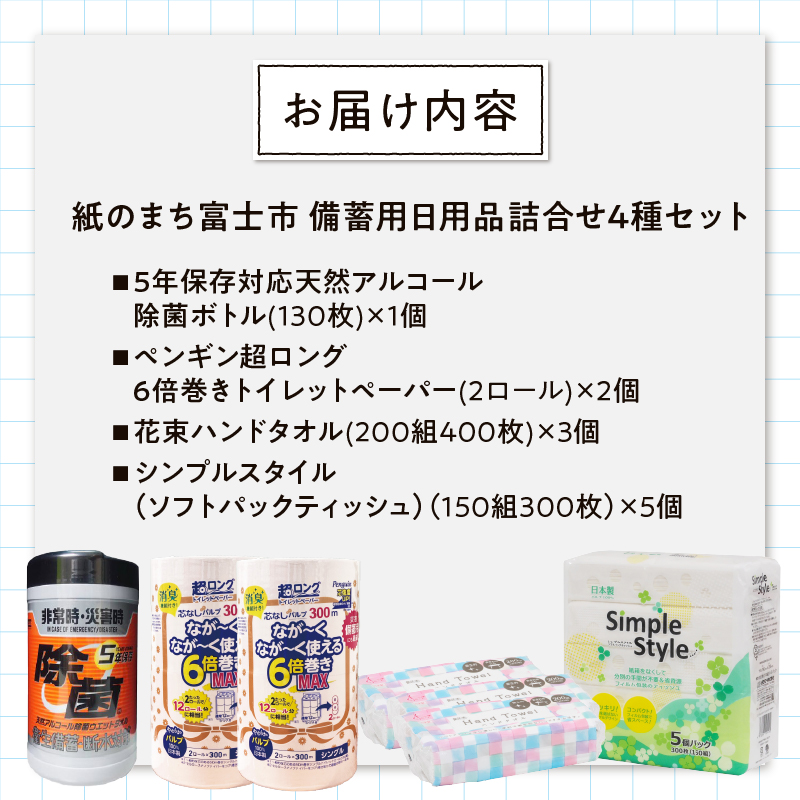 紙のまち富士市 備蓄用日用品詰合せ4種セット [sf002-415]