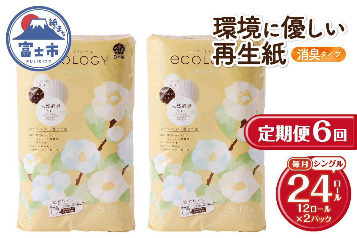 定期便【全6回毎月発送】エコロジートイレットペーパー シングル2パック [sf002-503]