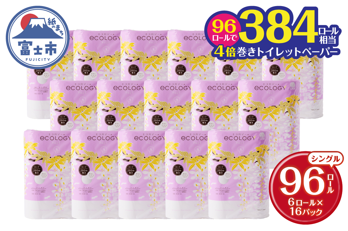 200m長巻き芯なしトイレットペーパー「エコロジー」96個　省スペース　コンパクト(a1131)