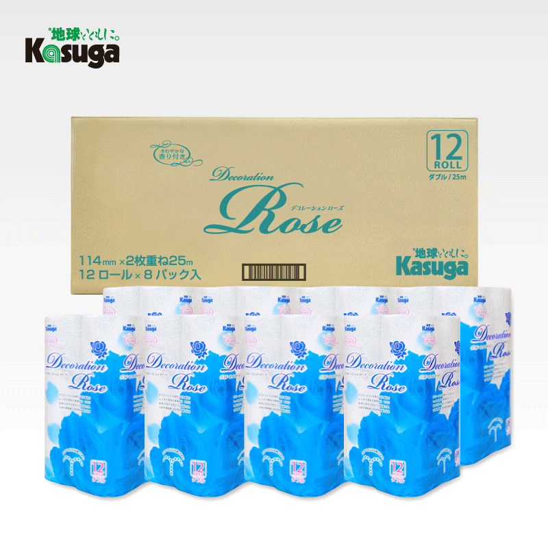 デコレーションローズブルー トイレットペーパー96Rダブル [sf023-027]