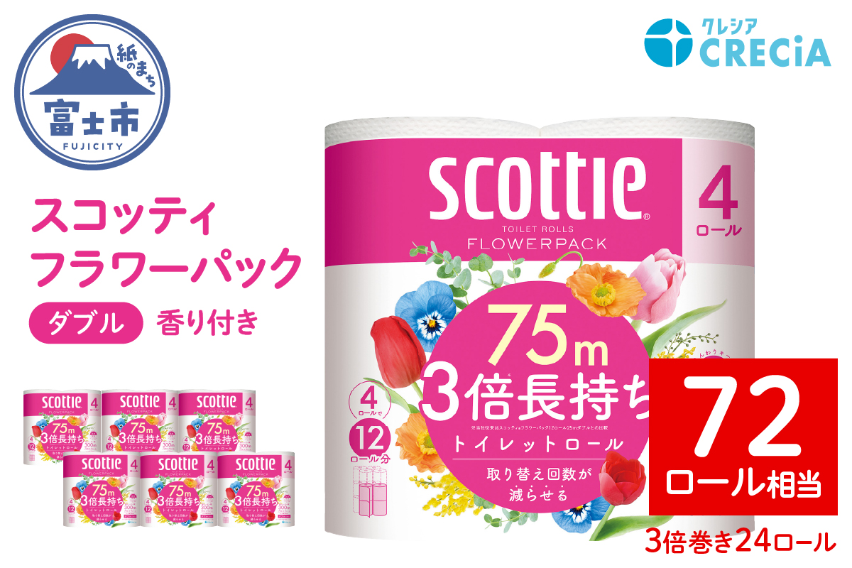 スコッティ フラワーパック３倍長持ち４ロール（6パック入）(b1580)