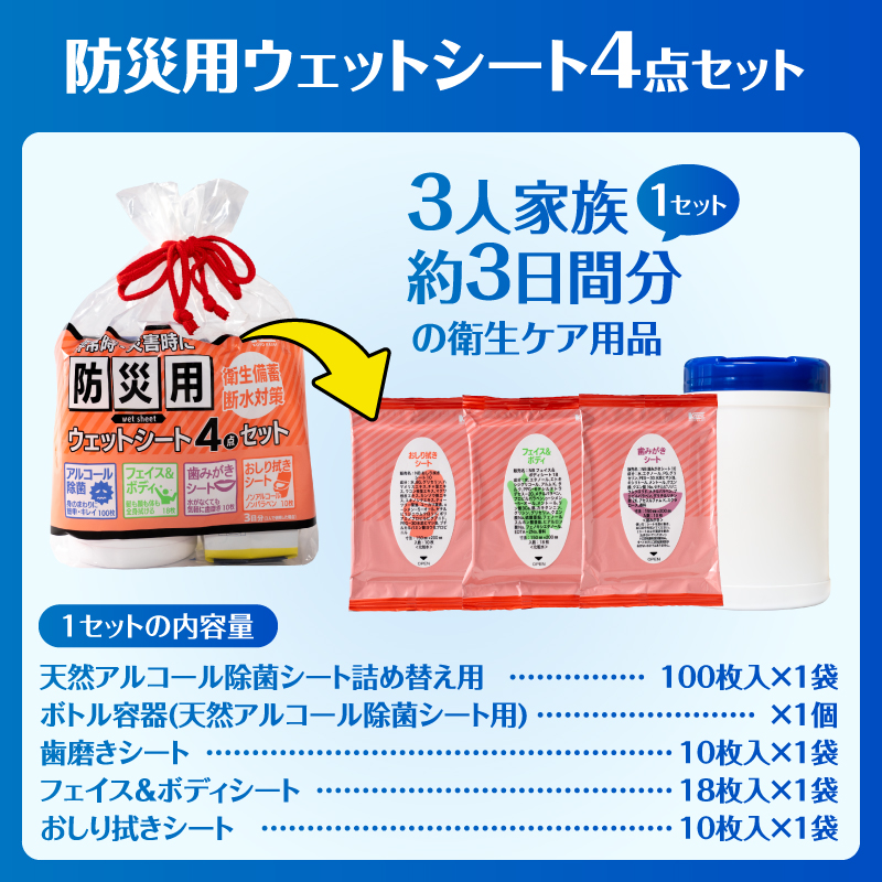 NB防災用ウェットシート4点セット＋ウェットシャンプーシート(2セット) [sf002-573]