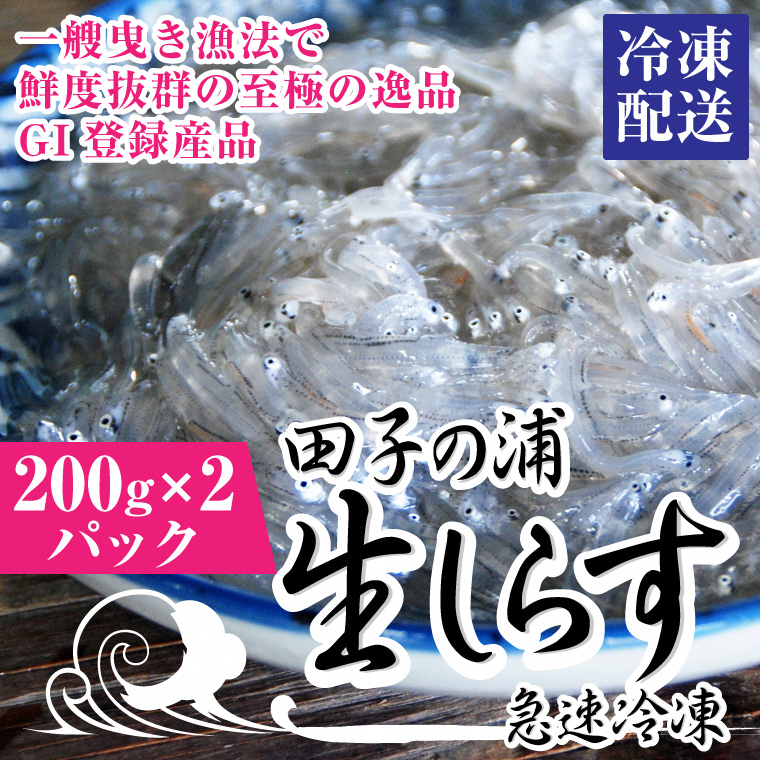 一艘曳き漁法「田子の浦」漁港直送生しらす獲れたて急速冷凍200ｇ×2個セット(a1551)