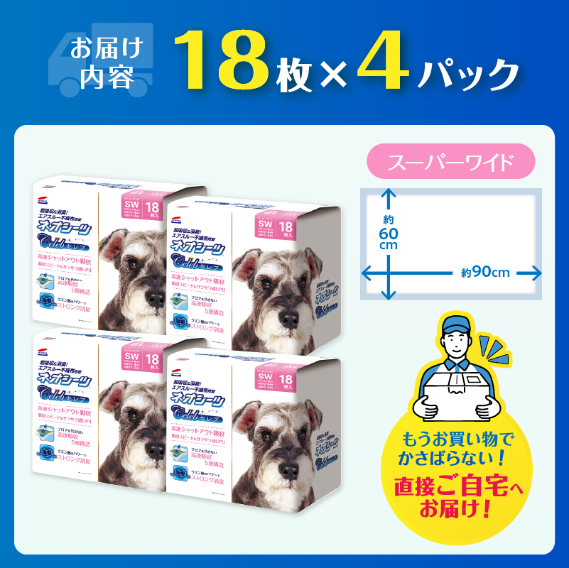 ネオシーツセレブ スーパーワイド ペットシーツ 18枚×4袋 [sf002-558]