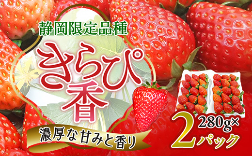 【抜群の美味しさの静岡限定品種:きらぴ香 いちご 280g×2パック】【配送不可地域：離島・北海道・沖縄県・東北・中国・四国・九州】【1451174】