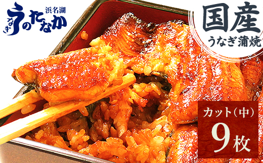 浜名湖・うなぎのたなかのふっくら柔らか♪国産うなぎカット蒲焼(中)9枚※合計765g程度【配送不可地域：離島】【1607910】