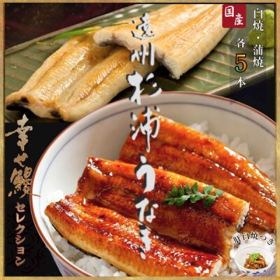 遠州杉浦うなぎLセット　白焼5本+蒲焼5本(2,100~2,400g)+肝白焼3パック+タレ3個【配送不可地域：離島】【1612735】