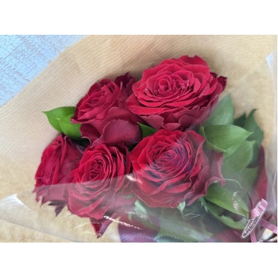 1月発送!同級生コンビでお届けする赤バラのブーケとおいしいお米のセット・お花長持ち栄養剤付き!【1705821】