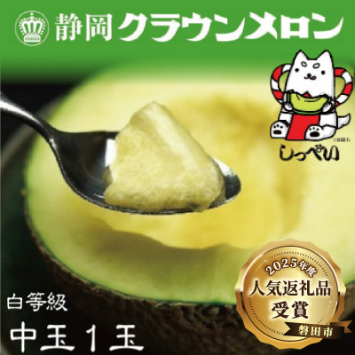 【通年出荷】クラウンメロン(白等級)中玉　1玉　化粧箱入【配送不可地域：離島・北海道・沖縄県】【1416430】