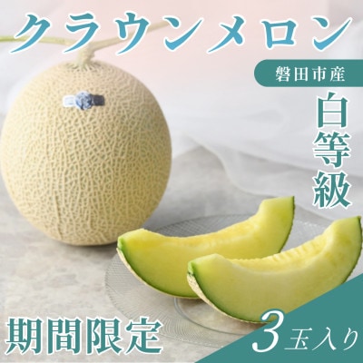 【2026年5月中旬より発送】磐田市 ねらい目 クラウンメロン 白等級 約1.3kg×3個【配送不可地域：離島・北海道・沖縄県】【1640731】