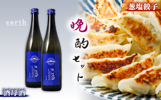 葱塩餃子 × 酒母酒 earth 晩酌セット【複数個口で配送】【配送不可地域：離島】【4014719】