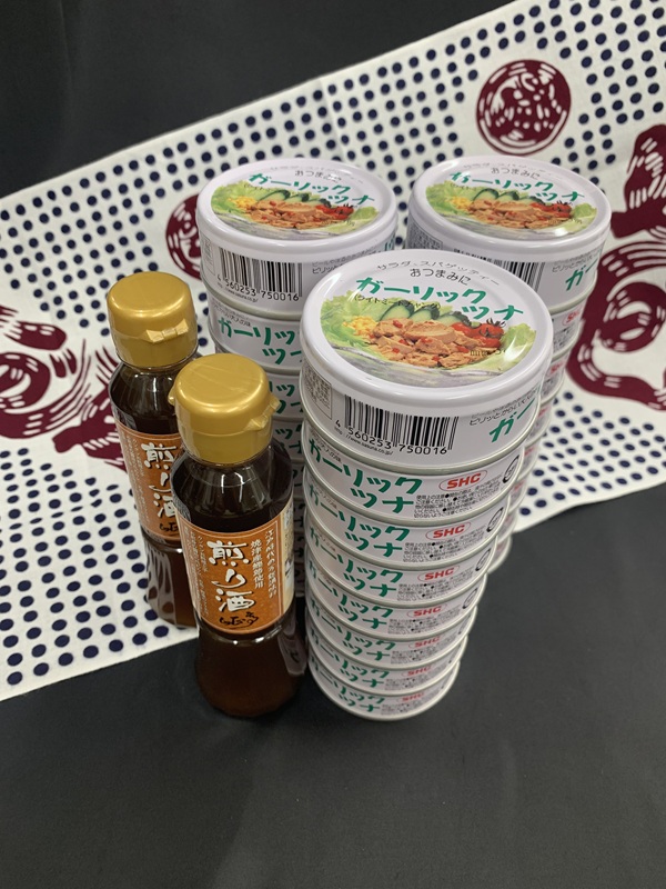 a20-362　焼津 ガーリック ツナ 24缶 万能調味料 煎り酒 2本