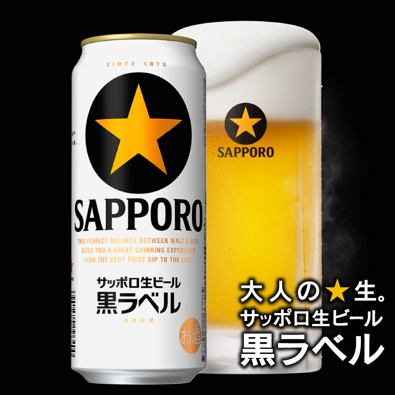 a21-070　【 焼津 サッポロ ビール 】 黒 ラベル 500ml×1箱