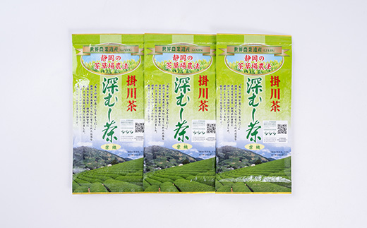 世界農業遺産　静岡の茶草場農法　掛川茶深むし茶・葉織　100g袋×3本【配送不可地域：離島・沖縄県】【1600783】