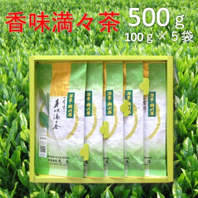 畑仕事から茶仕上げまで一貫造り　香味満々茶　茶草場農法　深蒸し掛川茶(100g×5袋)ギフト箱入1個【配送不可地域：離島・沖縄県】【1582204】