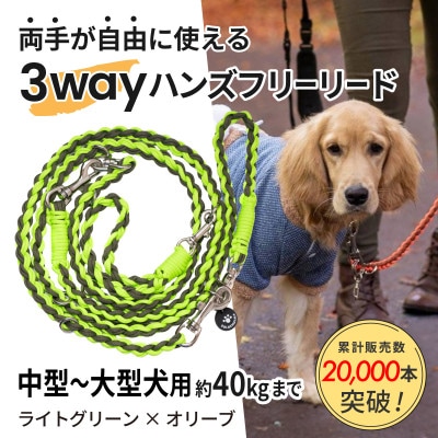 【犬用】3WAYハンズフリーリード(中型〜大型犬用)ライトグリーン×オリーブ【ゴールデンママ】【配送不可地域：離島・沖縄県】【1743322】