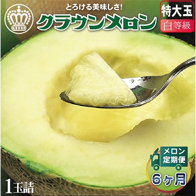 【毎月定期便】クラウンメロン(白等級) 特大玉 1玉 全6回【配送不可地域：離島・北海道・沖縄県】【4012658】