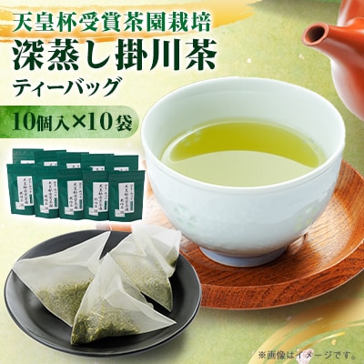 【深蒸し掛川茶】天皇杯受賞茶園栽培茶ティーバッグ(5gX10個入)10袋【配送不可地域：離島・沖縄県】【1091590】