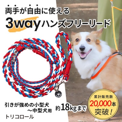【犬用】3WAYハンズフリーリード(引きが強めの小型〜中型犬)トリコロール【ゴールデンママ】【配送不可地域：離島・沖縄県】【1743151】