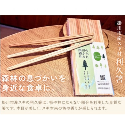 掛川市産ヒノキ間伐材 スウェーデントーチ ミニ 3個・掛川市産スギ材 利久箸 20膳【配送不可地域：離島・沖縄県】【1602863】