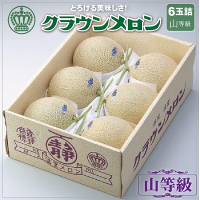 【通年出荷】クラウンメロン(山等級)　6玉詰【配送不可地域：離島・北海道・沖縄県】【1104739】
