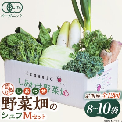 【毎月定期便】しあわせ野菜畑のシェフMセット　(訳あり規格外の有機野菜を一部使用)全12回【配送不可地域：離島・北海道・沖縄県・四国・九州】【4066015】