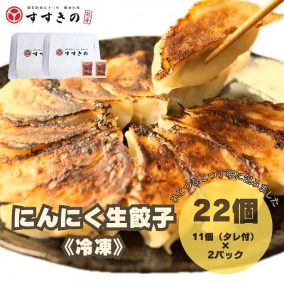 【毎月定期便】すすきの　冷凍にんにく生餃子　25g×11個　2パック計22個【餃子のタレ付き】全3回【配送不可地域：離島・北海道・沖縄県・四国・九州】【4073002】