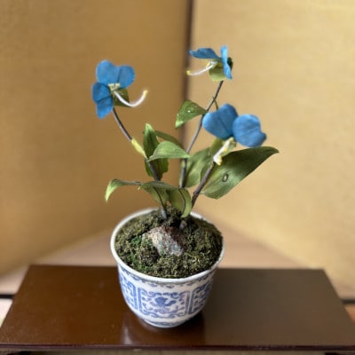 【夏　つゆ草】四季を彩る創作草もの盆栽(工芸品)〜工房椿【配送不可地域：離島・北海道・沖縄県】【1599102】