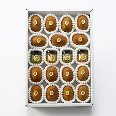 5886　キウイ&ジャム　掛川産グリーンキウイ14〜16個・キウイジャム×4個(ギフト箱入り)【配送不可地域：離島・北海道・沖縄県・四国・九州】【1603122】