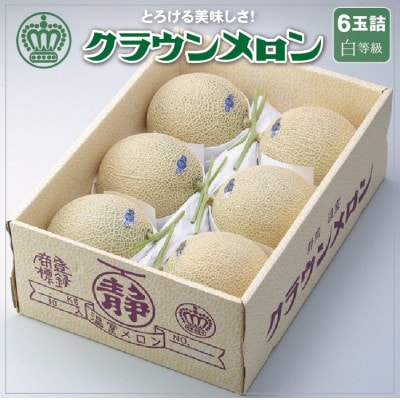 【通年出荷】クラウンメロン(白等級)6玉セット【配送不可地域：離島・北海道・沖縄県】【1092252】