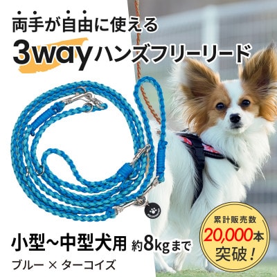 【犬用】3WAYハンズフリーリード(小型〜中型犬用)ブルー×ターコイズ【ゴールデンママ】【配送不可地域：離島・沖縄県】【1743137】