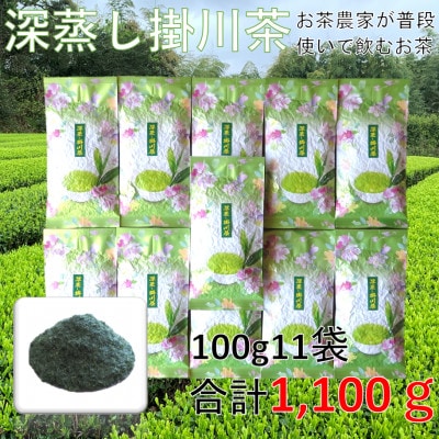 【産地直送】お茶農家が普段使いで飲むお茶　1番茶100%深蒸し掛川茶100g×11袋　合計1.1kg【配送不可地域：離島・沖縄県】【1525014】