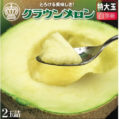 【大サイズ2玉!】クラウンメロン(白等級)特大玉　2玉詰【通年出荷】【配送不可地域：離島・北海道・沖縄県】【1104735】