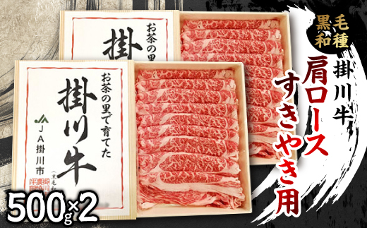 掛川牛(黒毛和種)肩ロースすきやき用 500g×2(冷凍)【配送不可地域：離島・北海道・沖縄県・四国・九州】【1670600】
