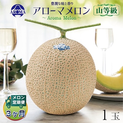【毎月定期便】アローマメロン(山等級) 1玉 全3回【配送不可地域：離島・北海道・沖縄県】【4012998】