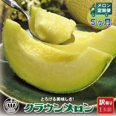 【毎月定期便】【訳あり】クラウンメロン 1玉 全5回【配送不可地域：離島・北海道・沖縄県】【4069731】