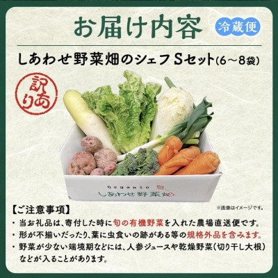 【毎月定期便】しあわせ野菜畑のシェフS セット　(訳あり規格外の有機野菜を一部使用)全6回【配送不可地域：離島・北海道・沖縄県・四国・九州】【4066013】