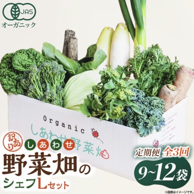 【毎月定期便】しあわせ野菜畑のシェフLセット(訳あり規格外の有機野菜を一部使用)全3回【配送不可地域：離島・北海道・沖縄県・四国・九州】【4066424】