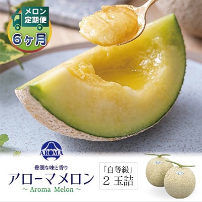 【毎月定期便】アローマメロン(白等級) 2玉 全6回【配送不可地域：離島・北海道・沖縄県】【4013004】