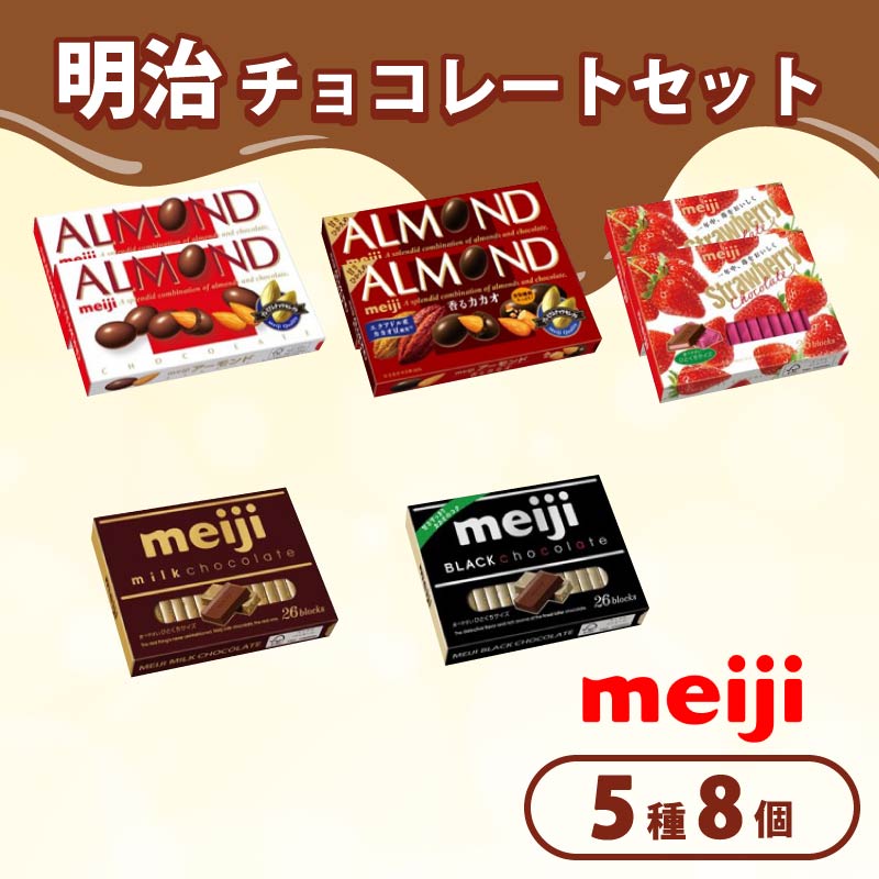 《 明治 なるほどファクトリー 東海 》 チョコレート セット Aセット 5種類 8個入 人気お菓子 ふるさと納税お菓子 ふるさとお菓子  静岡県 藤枝市 明治 Meiji スイーツ チョコ おやつ セット アーモンド カカオ ミルク ストロベリー