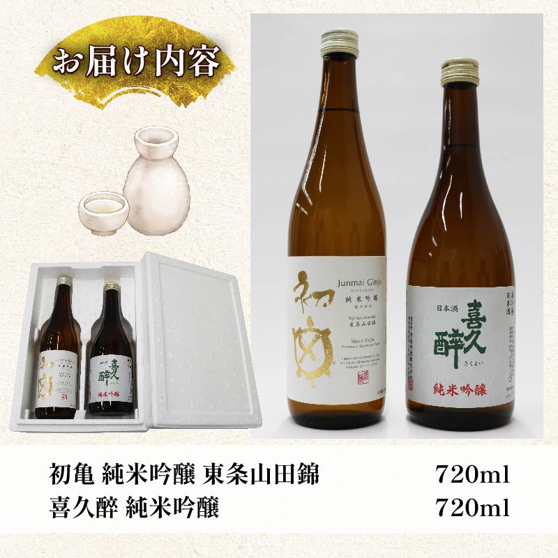 日本酒 志太平野 二蔵 純米吟醸 山田錦 選りすぐり セット 720ml 喜久醉 ＆ 初亀 名酒 酒 お酒 地酒 静岡県 藤枝市 [PT0214-000003]