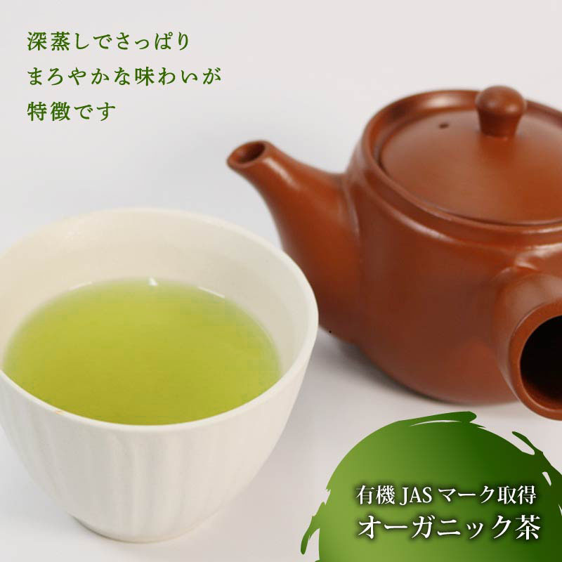 緑茶 茶葉 オーガニック 100g 5袋 セット 一番茶 静岡県 岡部茶 煎茶 有機 JAS 深蒸し 無農薬 化学肥料 不使用 グリーン ティー 贈物 贈答