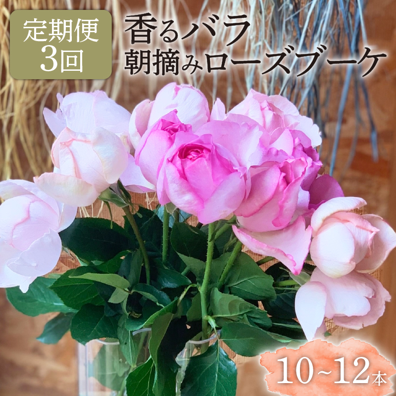 【3ヶ月定期便】 バラ 花束 ブーケ 朝摘み 3種類 薔薇 花 ばら パフューム ローズ 生花 ギフト 花 プレゼント 祝い 母の日 卒業式 贈り物 贈答 記念日 香り 静岡県 藤枝市